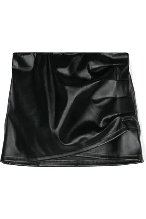 MONNALISA Faux-leather wrap miniskirt