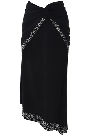 Paco rabanne Floral-embroidery midi skirt