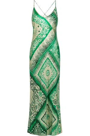 Roberto Cavalli Abstract-print slip silk dress