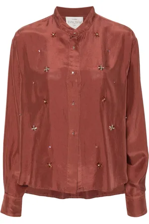 FORTE FORTE Crystal-embellished silk shirt