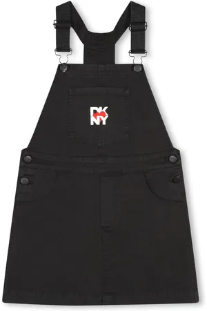 DKNY Logo-embroidered denim dungaree dress