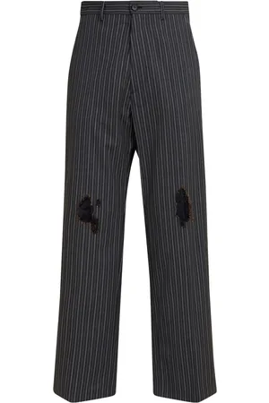 Marni Distressed-effect striped trousers