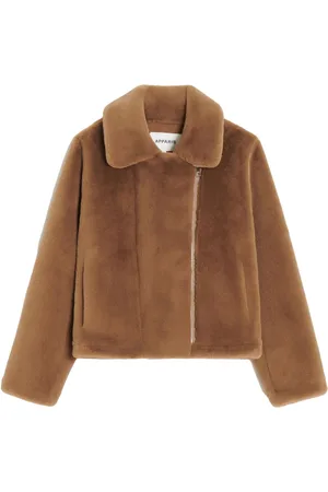 Apparis Notch-lapel zippered faux fur jacket