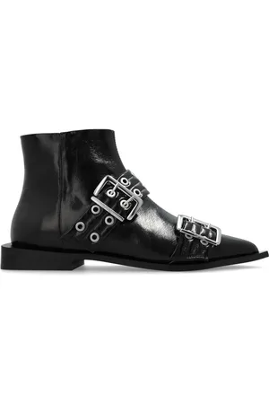 Ganni Eyelet-detailing biker boots