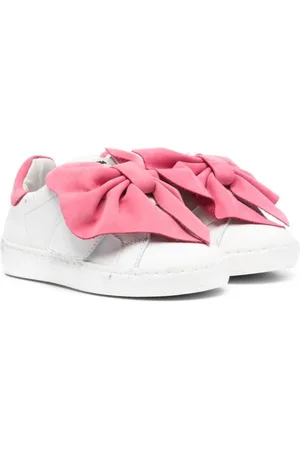 MONNALISA Oversize-bow leather sneakers