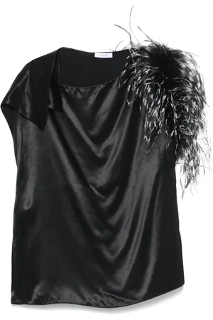 Salvatore Ferragamo Feather-trim asymmetric top