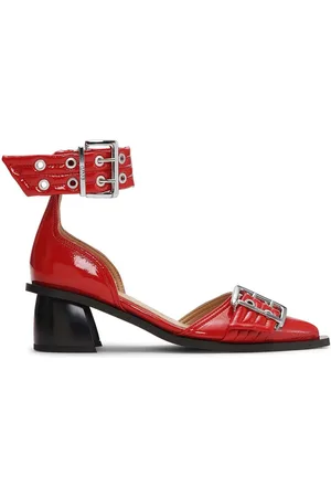 Ganni Buckled open cut pumps