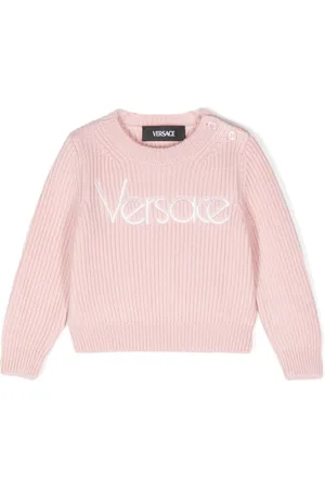 VERSACE Embroidered-logo knitted jumper