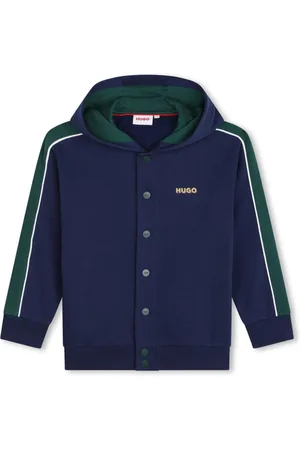 HUGO BOSS Panelled logo-print hoodie