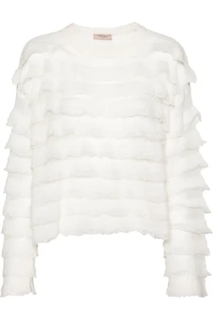 Twin-Set Ruffled open-knit jumper