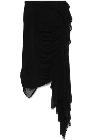 MUGLER Ruched midi skirt