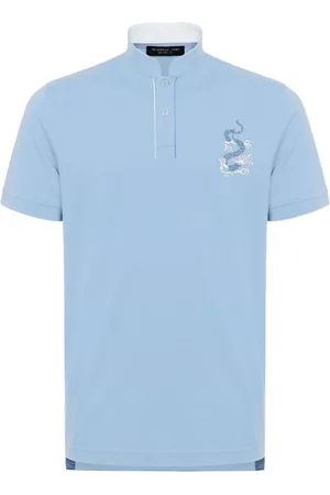 SHANGHAI TANG Dragon-embroidery cotton polo shirt