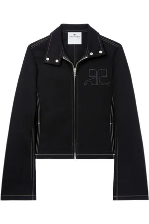 Courrèges Topstitched denim biker jacket