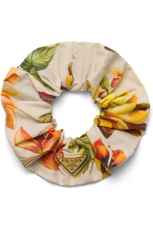Prada Triangle-logo floral-print scrunchie