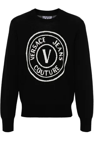 VERSACE V-Emblem wool jumper