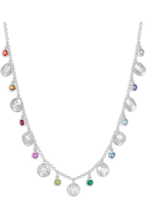 Dower and Hall Hammered disc and gemstone array necklace
