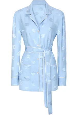 Dolce & Gabbana Monogram-jacquard tied-waist shirt