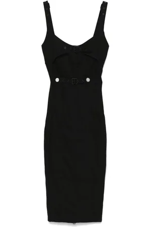 MUGLER Panelled denim midi dress