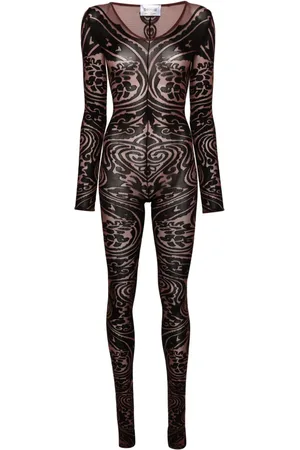 Wolford X ETRO Body Tattoo V-neck catsuit