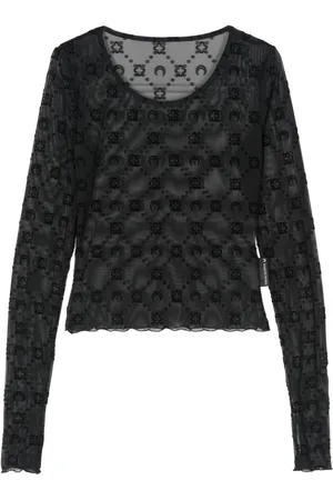 Marine Serre Flocked-monogram crop top