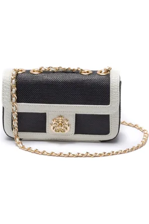 Isla Ibiza Anne leather-trim straw crossbody bag