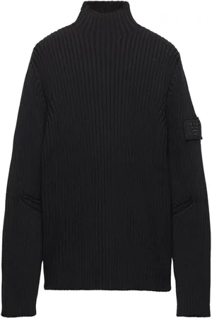 Prada Logo-patch ribbed knit wool sweater