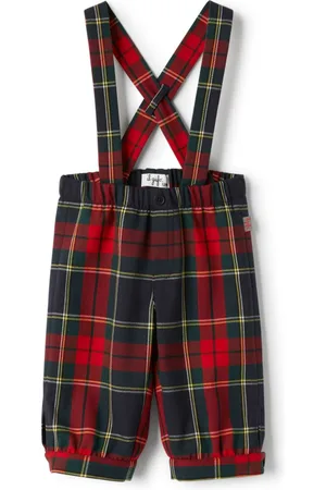 Il gufo Tartan-print dungarees