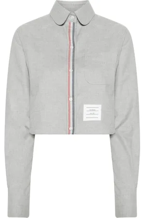 Thom Browne Rounded-collar cotton cropped shirt