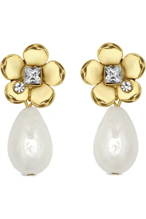 Oscar de la Renta Flower Pearl drop earrings