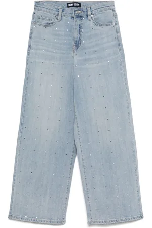 DKNY Stud-embellished wide-leg jeans