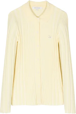 Maison Kitsuné Baby Fox-embroidered ribbed cardigan