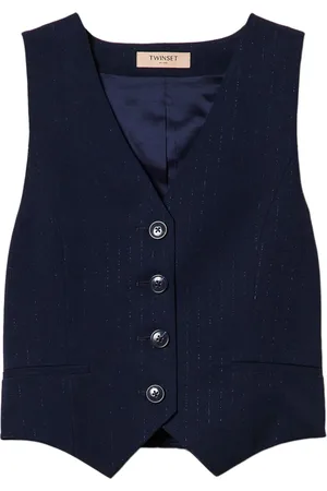 Twin-Set Lurex-detail pinstriped waistcoat