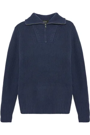 YVES SALOMON Zip-up ribbed knit sweater