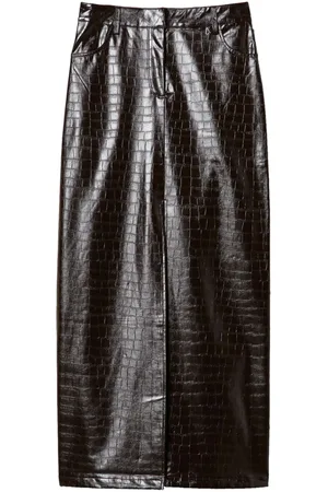 Twin-Set Crocodile-embossed maxi skirt