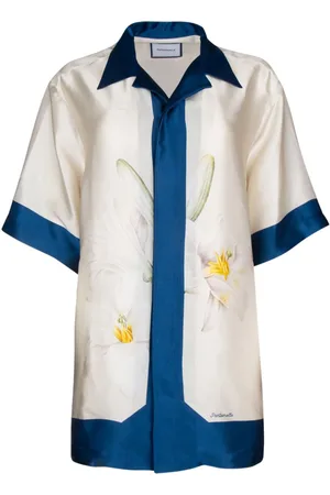 PANTAMOLLE Floral-print silk shirt