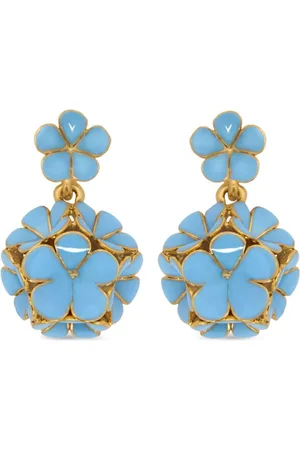 Oscar de la Renta Flower drop clip-on earrings