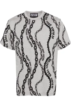 VERSACE Flocked-print cotton T-shirt
