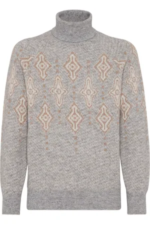 Brunello Cucinelli Patterned-intarsia roll-neck jumper