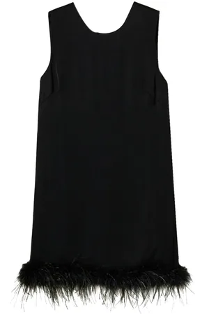 Twin-Set Feather-detail satin-finish mini dress
