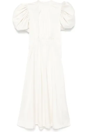 ROTATE Satin puff middi dress
