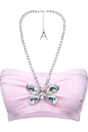 AREA Crystal Butterfly knitted bandeau