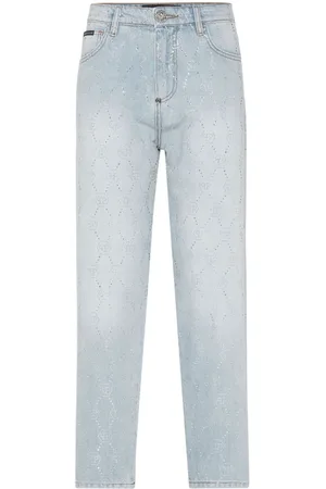 Philipp Plein Monogram crystal-embellished jeans