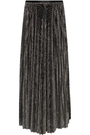 FORTE FORTE Pleated houndstooth-print midi skirt