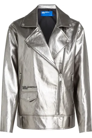 Karl Lagerfeld Metallic-finish biker jacket