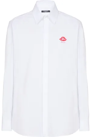 Balmain Kiss logo-print poplin shirt