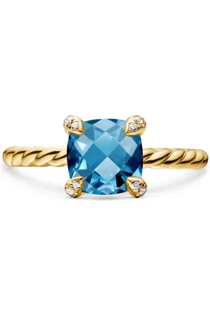 David Yurman 18kt yellow Chatelaine topaz and diamond ring (7mm)
