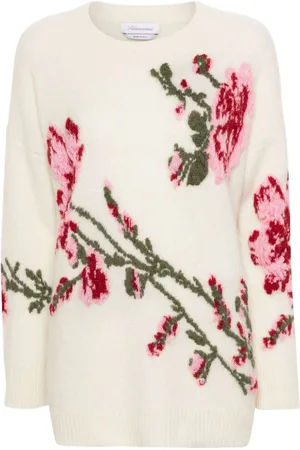 BLUMARINE Jacquard rose sweater