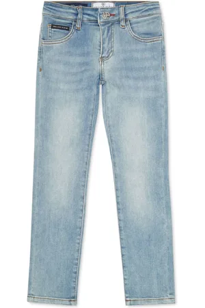 Philipp Plein Logo-patch five-pocket straight-leg jeans