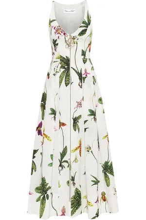 Oscar de la Renta Orchid zip-front poplin dress
