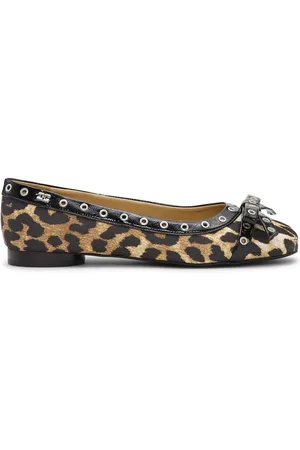 Ganni Printed eyelet-detail ballet flats